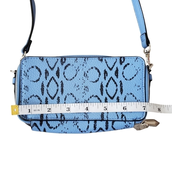 Reed Faux Leather Python Snakeskin Print Mini Crossbody Bag Blue Black - Picture 6 of 8
